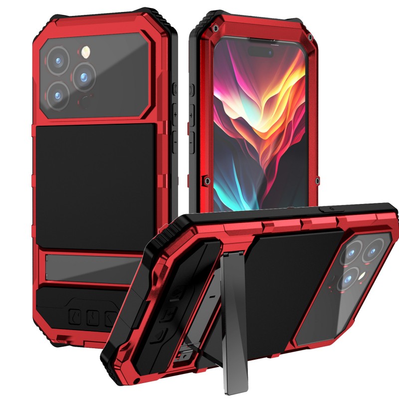 Metal Frame Shockproof Stand Apple Phone Case